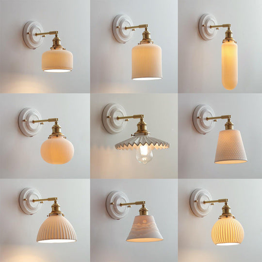 HikariBrass | Vintage Wandleuchte aus Keramik & Kupfer