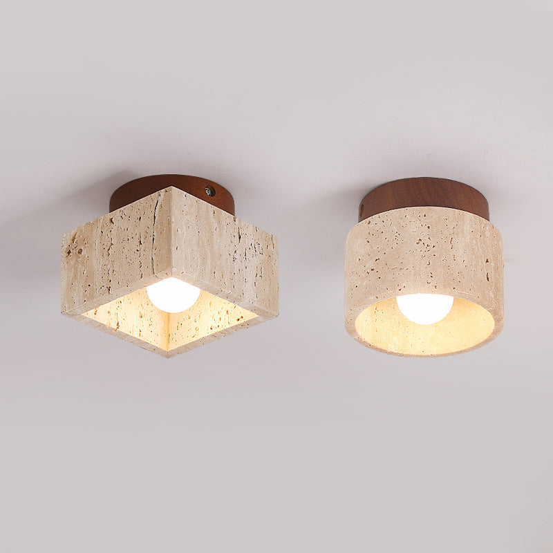 TokiStone | Natürliche Säulenlampe aus Travertin & Holz