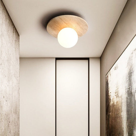 LumeTuff | Kompakte Deckenlampe mit Travertinstruktur