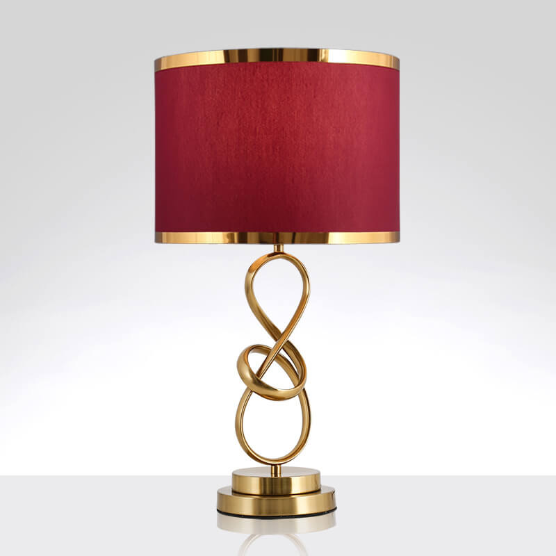 VelvetLoop | Moderne Rote Stoff-Knoten Tischlampe