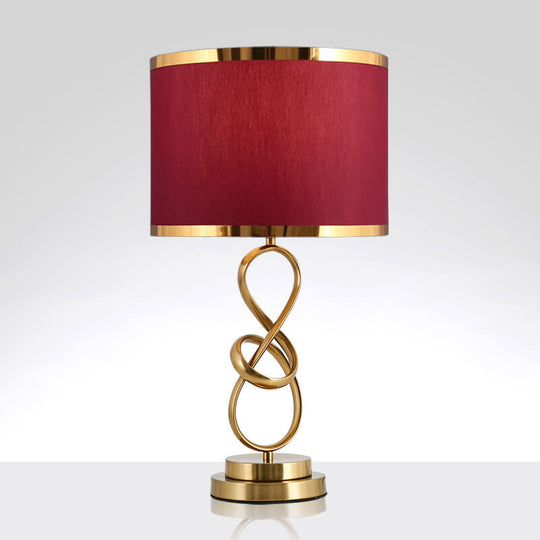 VelvetLoop | Moderne Rote Stoff-Knoten Tischlampe