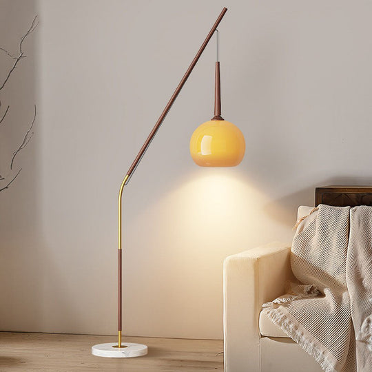 RusticaGlow | Traditionelle Vintage Orb Eisen Glas 1-Licht Stehlampe für das Schlafzimmer