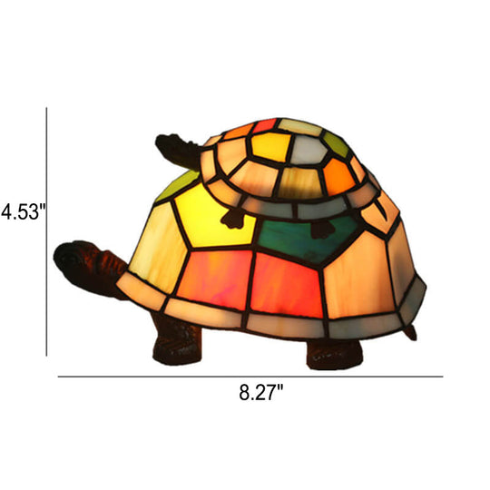 TiffaTurtle | Bunte Tiffany Nachttischlampe in Schildkrötenform