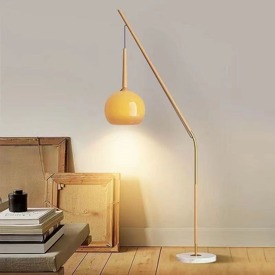 RusticaGlow | Traditionelle Vintage Orb Eisen Glas 1-Licht Stehlampe für das Schlafzimmer