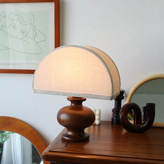 YugenLite | Japanische Wabi-Sabi Vintage Massivholz Stoff 1-Licht Tischlampe