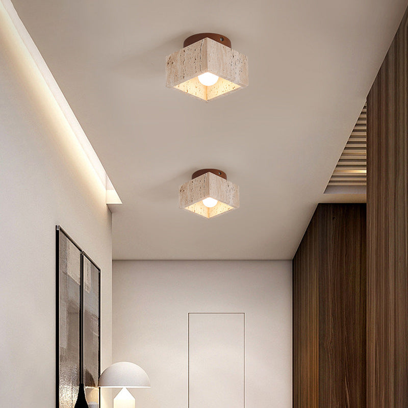 TokiStone | Natürliche Säulenlampe aus Travertin & Holz