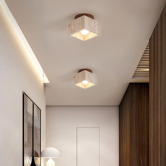 TokiStone | Natürliche Säulenlampe aus Travertin & Holz