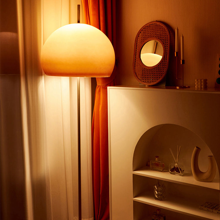 NostalgiaGlow | Zeitgenössische Retro-Pilz-Hardware-Glas 2-Licht Stehlampe für das Wohnzimmer