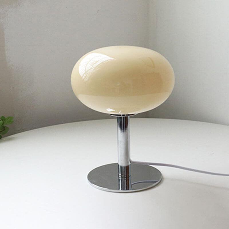 SoftOrbis | Nordic Vintage Creme Runde Glas 1-Licht Tischlampe