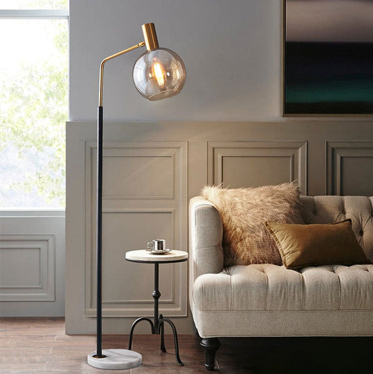 LumiMarble | Nordic Minimalist Glasdome Schirm Marmor Basis 1-Licht Stehlampe
