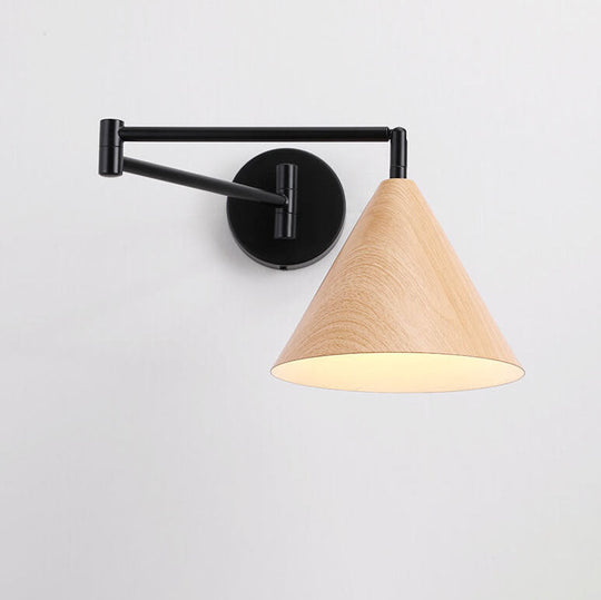 SwingCone | Moderne Wandleuchte mit Schwenkarm und Holzmaserung
