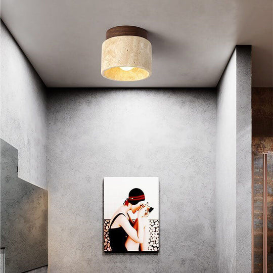 LumeTuff | Kompakte Deckenlampe mit Travertinstruktur