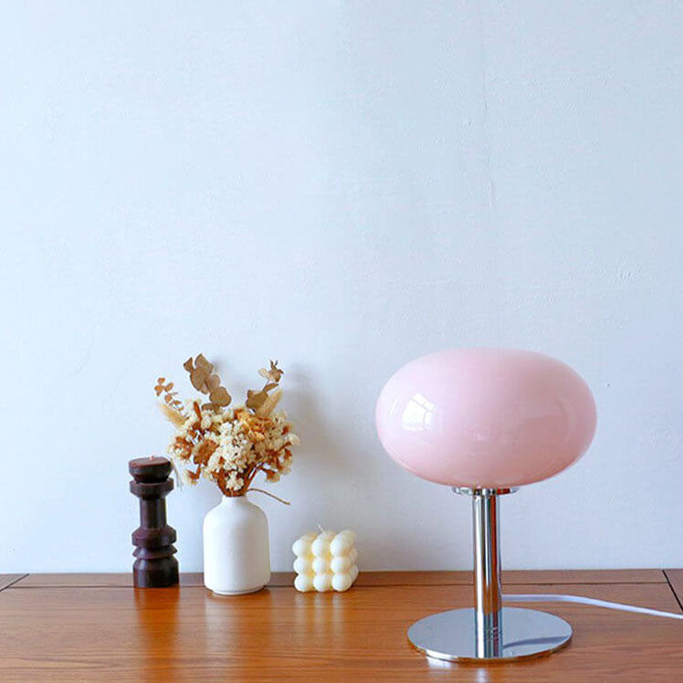 SoftOrbis | Nordic Vintage Creme Runde Glas 1-Licht Tischlampe