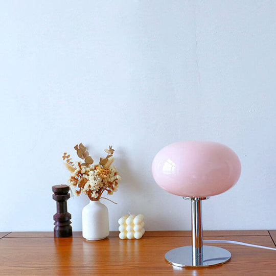 SoftOrbis | Nordic Vintage Creme Runde Glas 1-Licht Tischlampe