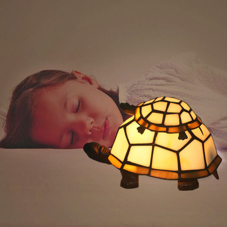 TiffaTurtle | Bunte Tiffany Nachttischlampe in Schildkrötenform