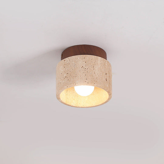 TokiStone | Natürliche Säulenlampe aus Travertin & Holz