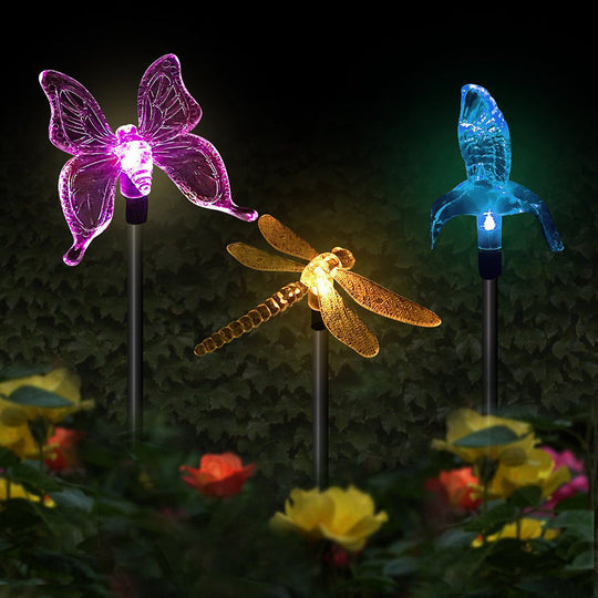 PathWings | Solar Kolibri Schmetterling Libelle Außenhof LED Boden Einbau Weg Licht