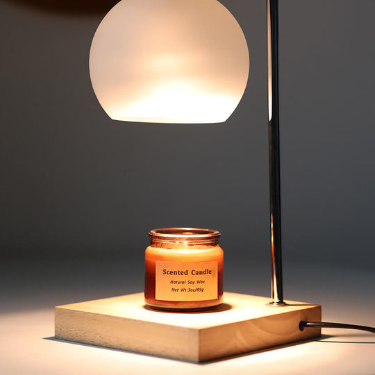 MeltSphere | Runde Tischlampe aus Holz & Glas