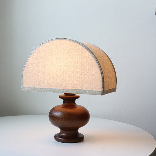 YugenLite | Japanische Wabi-Sabi Vintage Massivholz Stoff 1-Licht Tischlampe