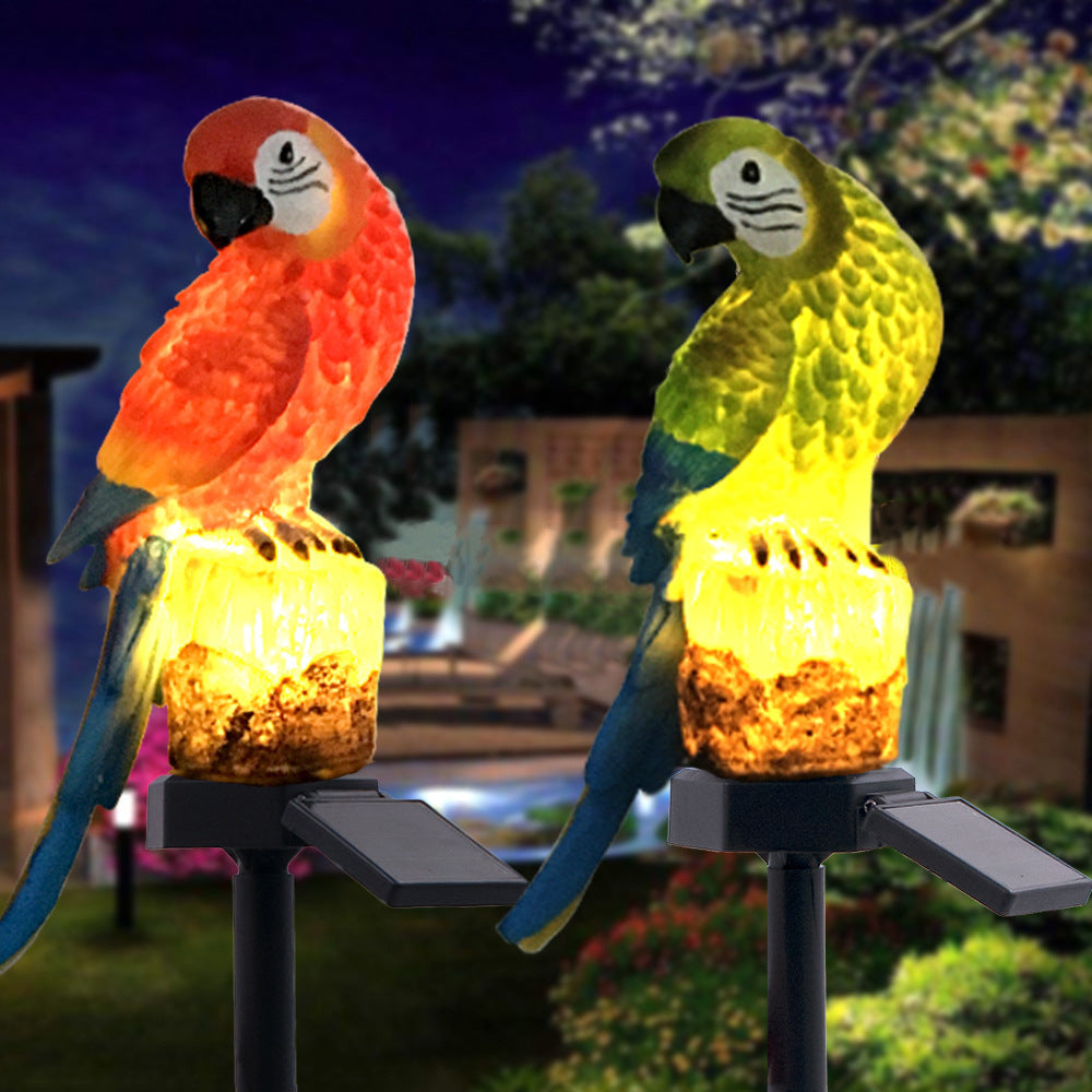 SolarParrot | Buntes LED Harz-Gartenlicht im Papageien-Design