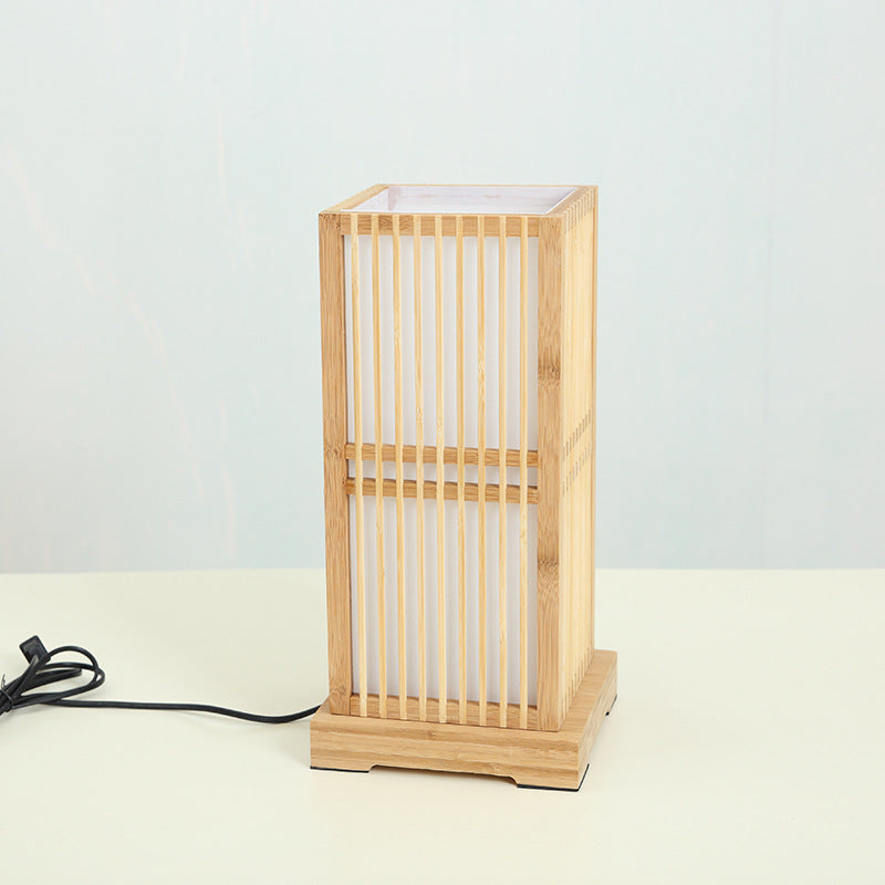ShizuGlow | Japanische Minimalistische Holzkubus 1-Licht Tischlampe