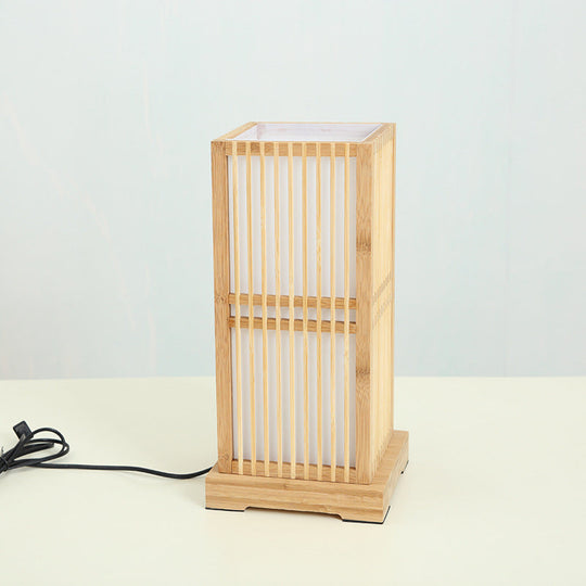 ShizuGlow | Japanische Minimalistische Holzkubus 1-Licht Tischlampe