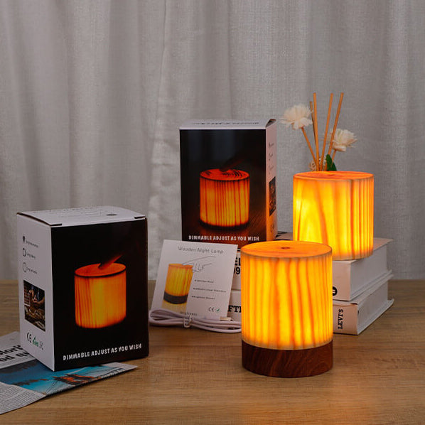NoctiWood | Kreative Holz LED Touch Nachttischlampe