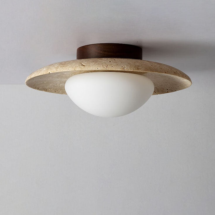 LumeTuff | Kompakte Deckenlampe mit Travertinstruktur