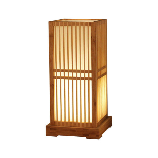 ShizuGlow | Japanische Minimalistische Holzkubus 1-Licht Tischlampe