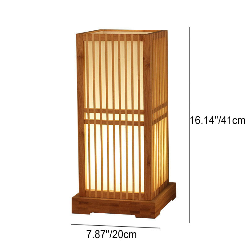 ShizuGlow | Japanische Minimalistische Holzkubus 1-Licht Tischlampe
