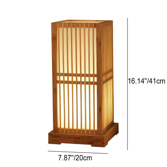 ShizuGlow | Japanische Minimalistische Holzkubus 1-Licht Tischlampe