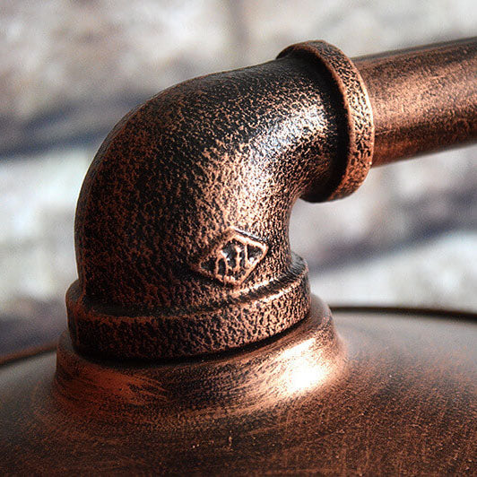 CopperBeam | Industrielle Steampunk Kupfer Wasserpfeife 2-Licht Stehlampe