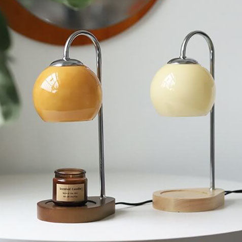MeltSphere | Runde Tischlampe aus Holz & Glas