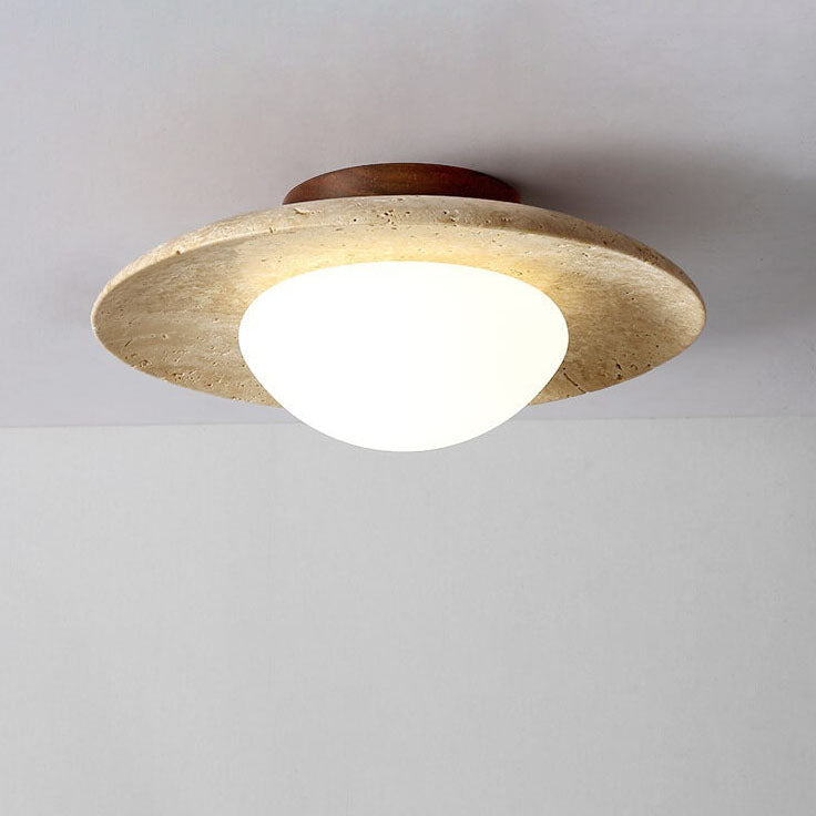 LumeTuff | Kompakte Deckenlampe mit Travertinstruktur