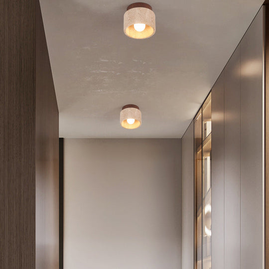 TokiStone | Natürliche Säulenlampe aus Travertin & Holz