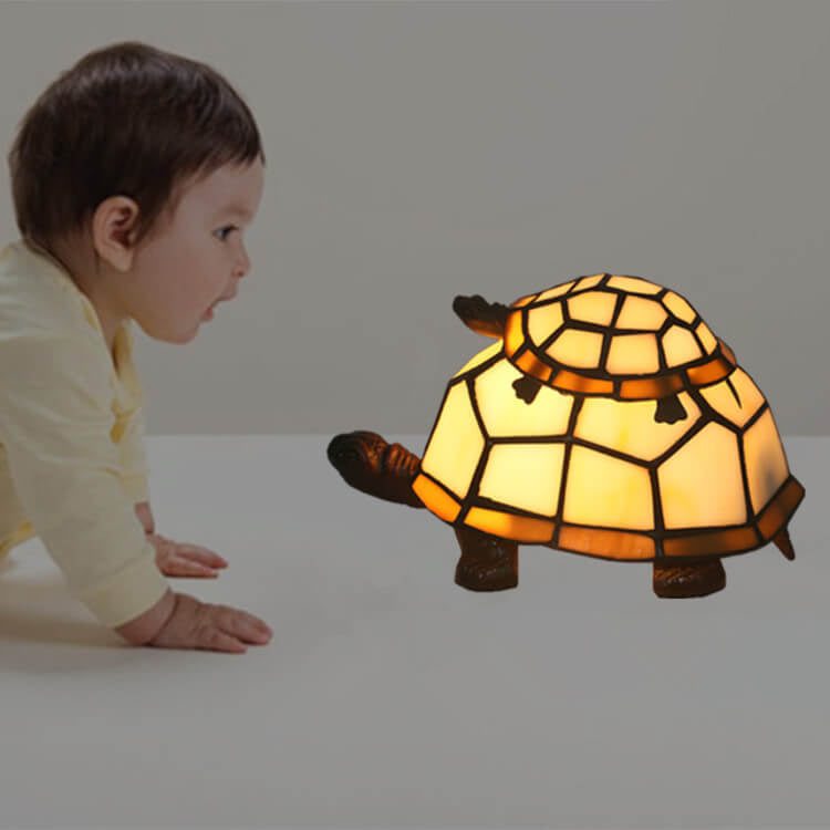 TiffaTurtle | Bunte Tiffany Nachttischlampe in Schildkrötenform