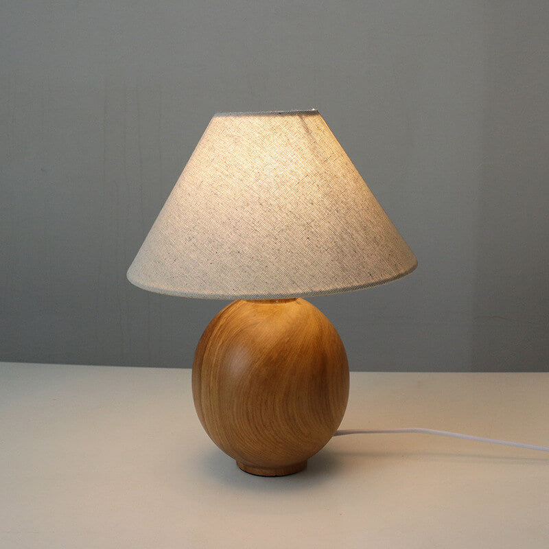 YugenLite | Japanische Wabi-Sabi Vintage Massivholz Stoff 1-Licht Tischlampe