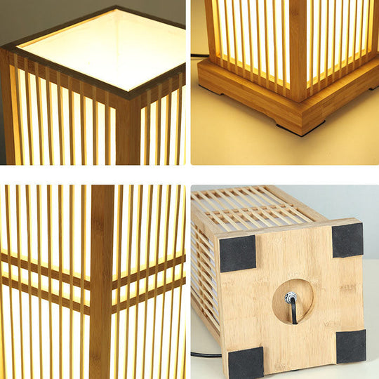 ShizuGlow | Japanische Minimalistische Holzkubus 1-Licht Tischlampe