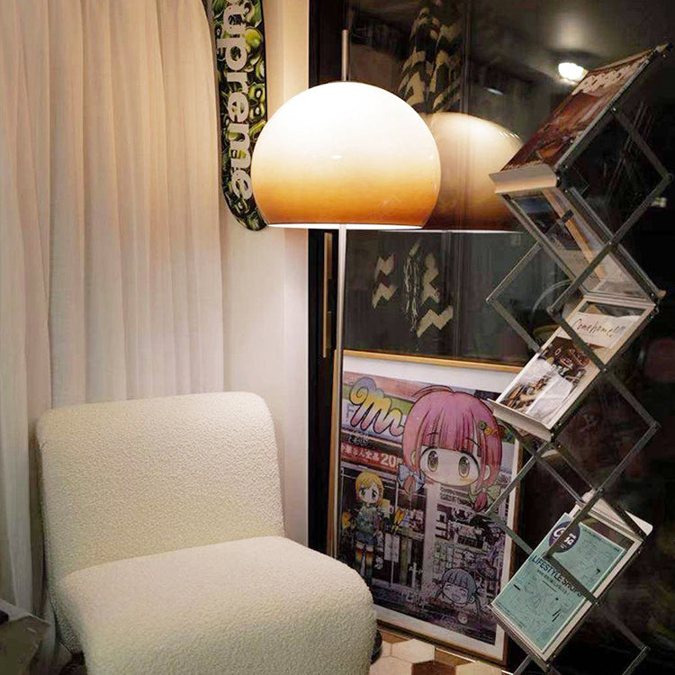 NostalgiaGlow | Zeitgenössische Retro-Pilz-Hardware-Glas 2-Licht Stehlampe für das Wohnzimmer