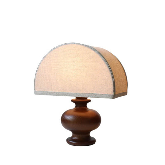 YugenLite | Japanische Wabi-Sabi Vintage Massivholz Stoff 1-Licht Tischlampe
