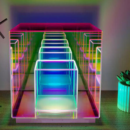 PixelGlow | Moderne Acryl RGB Linie Rubik's Cube LED Tischlampe