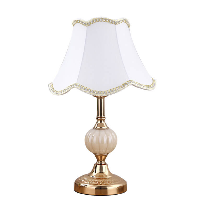 LumiFleur | Nordische Vintage Blumen Glas Stoff 1-Licht Tischlampe