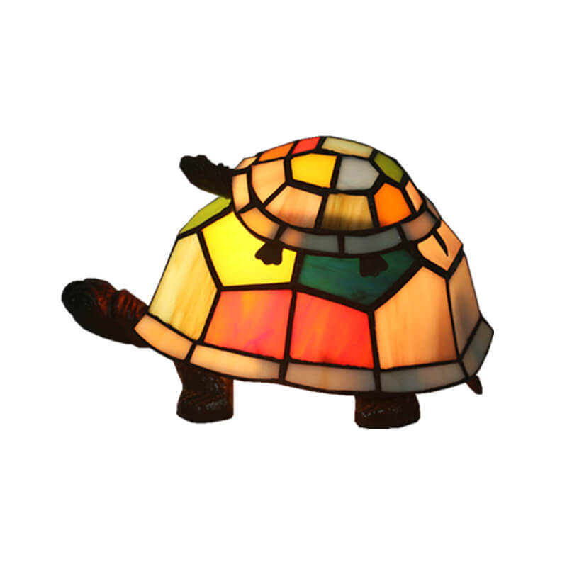 TiffaTurtle | Bunte Tiffany Nachttischlampe in Schildkrötenform