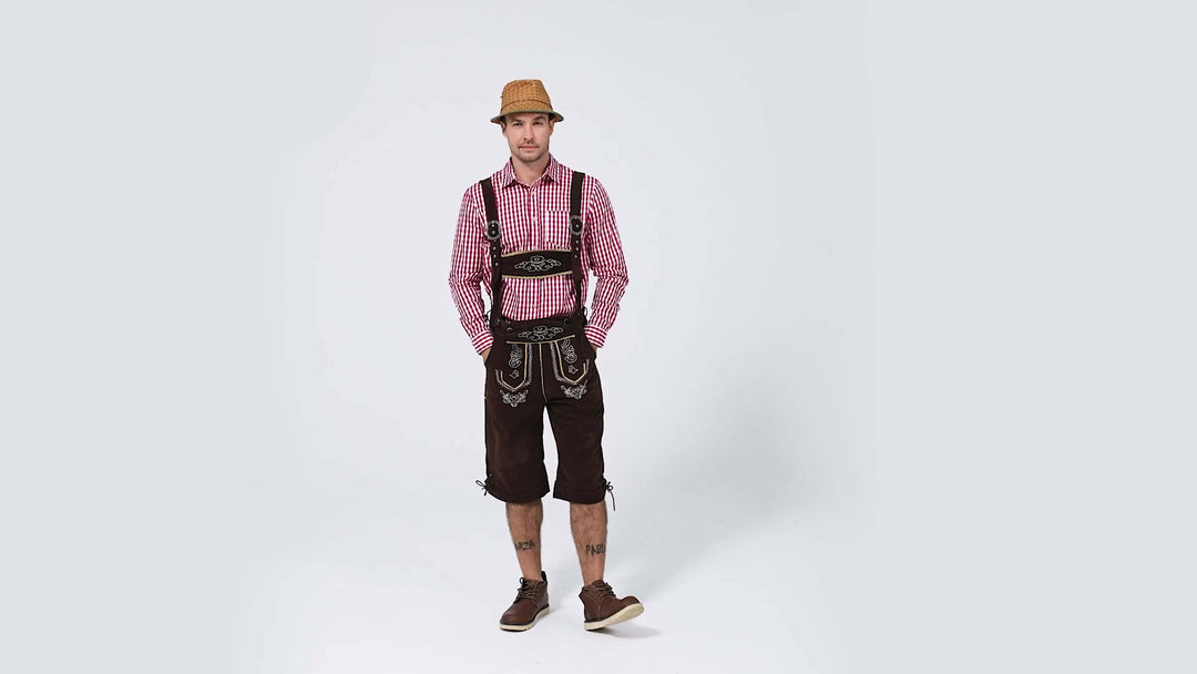 Eichensteg | Herren-Lederhose – Bestickte Kniebund-Shorts