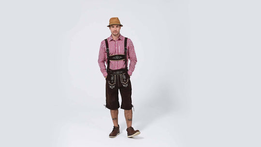 Eichensteg | Herren-Lederhose – Bestickte Kniebund-Shorts