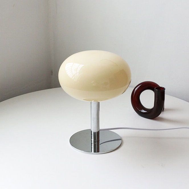 SoftOrbis | Nordic Vintage Creme Runde Glas 1-Licht Tischlampe