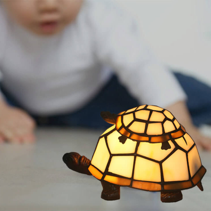 TiffaTurtle | Bunte Tiffany Nachttischlampe in Schildkrötenform