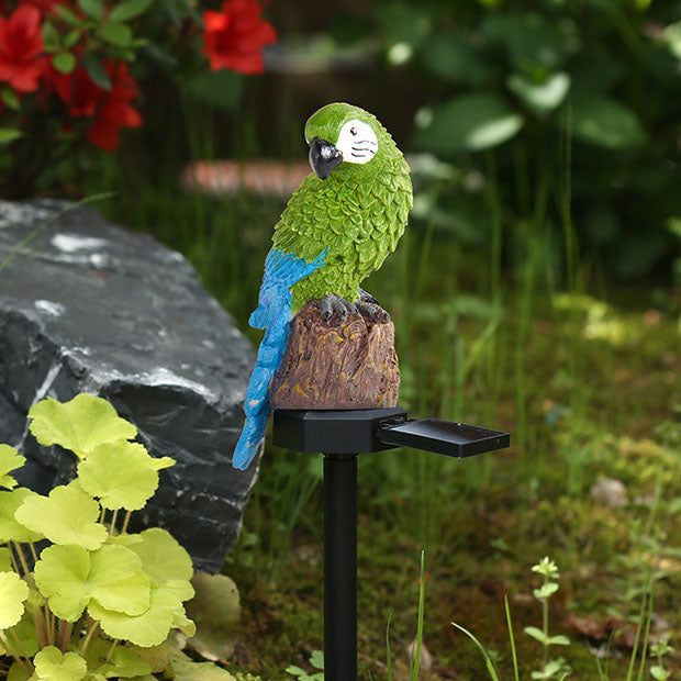 SolarParrot | Buntes LED Harz-Gartenlicht im Papageien-Design