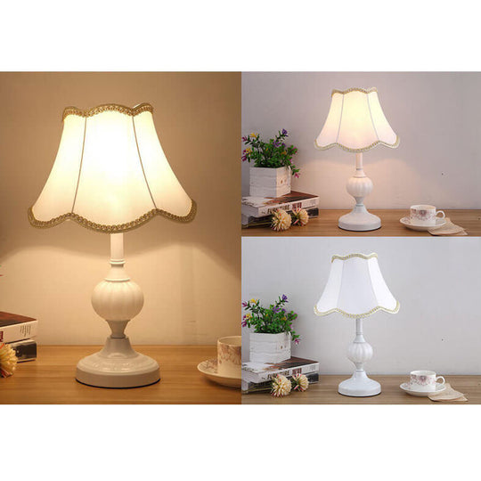 LumiFleur | Nordische Vintage Blumen Glas Stoff 1-Licht Tischlampe