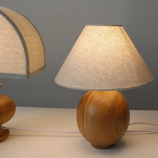 YugenLite | Japanische Wabi-Sabi Vintage Massivholz Stoff 1-Licht Tischlampe